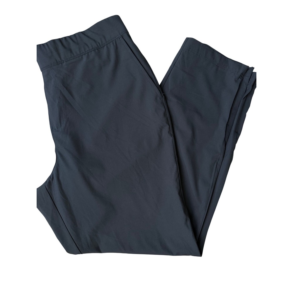 Tommy Bahama Active Womens Black Ankle Pants Elastic Waist Side Zip Hem Large